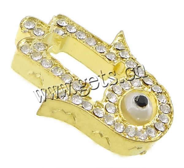 Rhinestone Zinc Alloy Connector, Hamsa, plated, Islamic jewelry & Customized & with rhinestone & 1/1 loop, more colors for choice, 20x27x6mm, Hole:Approx 1.5mm, Sold By PC