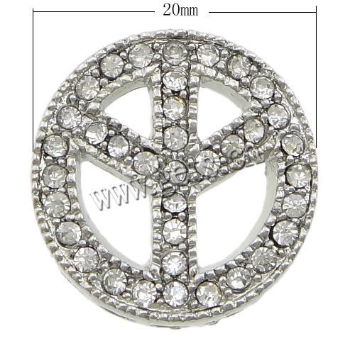 Rhinestone Zinc Alloy Connector, Flat Round, plated, Customized & with rhinestone & 1/1 loop, more colors for choice, 20x20x5.5mm, Hole:Approx 2.5mm, Sold By PC