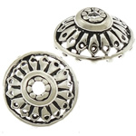 Bali Sterling Silber Perlenkappen, Thailand, Dom, Schwärzen, 12x12x5mm, Bohrung:ca. 1.5mm, verkauft von PC