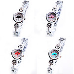 Fashion Watch Bracelet, Zinc Alloy, with Glass, platinum color plated, with rhinestone cadmium free, 22mm, 8mm Approx 8.2 Inch 