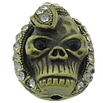 Rhinestone Zinc Alloy Beads, Skull, plated, with rhinestone cadmium free Approx 3mm 