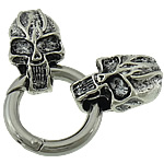 Zinc Alloy Leather Cord Clasp, Skull, plated, with end cap cadmium free, 57mm Approx 