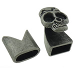 Zinc Alloy Leather Cord Clasp, Skull, plated cadmium free  Approx 