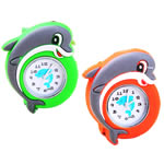 Slap Watch, Silicone, with Glass & Zinc Alloy, Dolphin, platinum color plated 40mm, 21mm, 23mm Approx 8.8 Inch 