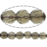 Natürliche Rauchquarz Perlen, rund, facettierte, Bohrung:ca. 1mm, Länge:ca. 15 ZollInch, verkauft von Strang