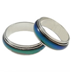 Mood Finger Ring, enamel, with Brass, platinum color plated, change their color according to the temperature, mixed colors, nickel, lead & cadmium free - Approx 16-20mm, US Ring Approx 