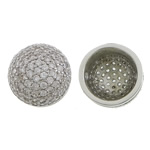 Cubic Zirconia Micro Pave Brass Beads, Dome, plated, micro pave cubic zirconia Approx 1.3mm 