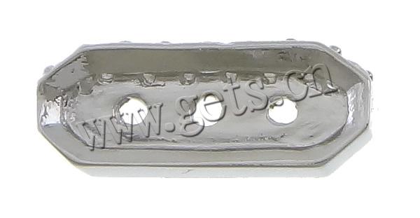 Barre d'entretoise en laiton, rectangle, pavé de micro zircon & 3 brins, sans cadmium, Trou:Environ 1.2mm, Vendu par PC