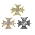 Cubic Zirconia Micro Pave Brass Connector, Cross, plated, micro pave cubic zirconia & 1/1 loop Approx 1.1mm 