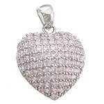 Cubic Zirconia Sterling Silver Pendants, 925 Sterling Silver, Heart, plated, with cubic zirconia Approx 