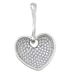 Cubic Zirconia Sterling Silver Pendants, 925 Sterling Silver, Heart, plated, with cubic zirconia Approx 