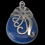 Sea Opal Pendants, with Brass, Teardrop, platinum color plated Approx 