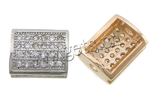 Perles zircon Micro Pave cubes, laiton, rectangle, Placage, pavé de micro zircon, plus de couleurs à choisir, 11x9x5mm, Trou:Environ 2mm, Vendu par PC