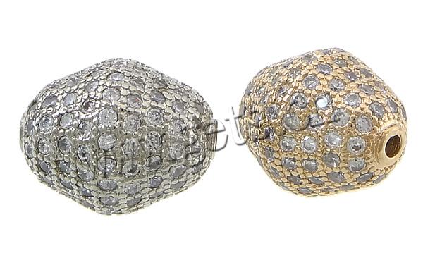 Perles zircon Micro Pave cubes, laiton, ovale, Placage, pavé de micro zircon, plus de couleurs à choisir, 16x12mm, Trou:Environ 2mm, Vendu par PC