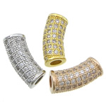 Cubic Zirconia Micro Pave Brass Beads, Tube, plated, micro pave cubic zirconia Approx 4mm 