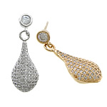 Cubic Zirconia Micro Pave Brass Earring, Teardrop, plated, micro pave cubic zirconia 0.8mm 