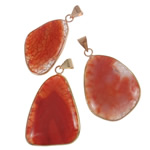 Agate Zinc Alloy Pendants, with Red Agate, natural Approx 5-8mm 