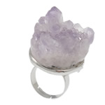 Natural Quartz Druzy Finger Ring, Amethyst, February Birthstone, 12-32mm Approx 18mm, US Ring 