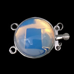 Brass Box Clasp, with Sea Opal, Dome, platinum color plated Approx 2mm, 2.8mm 