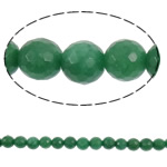 Natürliche Grüne Quarz Perlen, Grüner Quarz, rund, facettierte, 10mm, Bohrung:ca. 1.5mm, Länge:14.7 ZollInch, ca. 40PCs/Strang, verkauft von Strang
