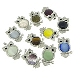 Mixed Gemstone Pendants, with Brass, platinum color plated, with rhinestone Approx 