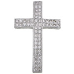 Cubic Zirconia Brass Connector, with Cubic Zirconia, Cross, plated, with cubic zirconia nickel, lead & cadmium free Approx 