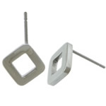 Stainless Steel Earring Stud Component, 304 Stainless Steel, Rhombus, original color 0.8mm 