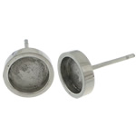 Stainless Steel Earring Stud Component, 304 Stainless Steel, Flat Round, original color 0.8mm, Inner Approx 6.3mm 