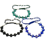 Bracelets en cristal de Woven Ball, avec corde en nylon & plastique revêtu de cuivre & laiton, rondelle, Placage de couleur platine, facettes, plus de couleurs à choisir 5mm Environ 6-11 pouce, Vendu par brin