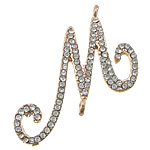 Letter Zinc Alloy Connector, Letter M, plated, Customized & with rhinestone & 1/1 loop Approx 2mm 