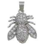 Cubic Zirconia Brass Pendants, Bee, plated, micro pave cubic zirconia Approx 