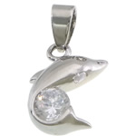 Cubic Zirconia Brass Pendants, Dolphin, plated, with cubic zirconia Approx 