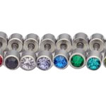Bijoux de piercing d'oreille en acier inoxydable, haltère, avec strass, couleurs mélangées, 4mm, Environ Vendu par lot