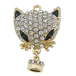 Zinc Alloy Animal Pendants, Fox, gold color plated, enamel & with rhinestone & hollow, cadmium free Approx 2mm 