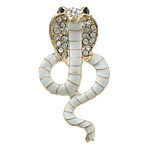 Rhinestone Zinc Alloy Ornaments, Snake, gold color plated, enamel & with rhinestone, cadmium free 