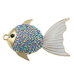 Zinc Alloy Animal Pendants, Fish, gold color plated, enamel & with rhinestone, cadmium free Approx 2mm 