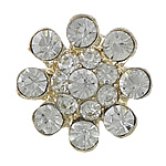 Zinc Alloy Shank Button, Flower, gold color plated, with rhinestone, cadmium free Approx 3mm 