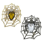 Zinc Alloy Clip Buckle, with Glass, Spider, plated, faceted & with rhinestone cadmium free 