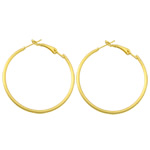 Brass Hoop Earring, Donut, gold color plated 