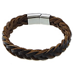 Cowhide Bracelets, stainless steel clasp, braided bracelet 12mm Approx 8.5 Inch 