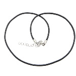 Waxed Necklace Cord, Waxed Cotton Cord, stainless steel lobster clasp, with 1.5inch extender chain, black, 2mm Approx 17 Inch 