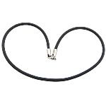 Rubber Necklace Cord, stainless steel lobster clasp, black, 3mm Approx 15 Inch 