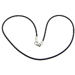 Rubber Necklace Cord, stainless steel clasp, black, 2mm Approx 16 Inch 