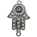 Rhinestone Zinc Alloy Connector, Hamsa, plated, Islamic jewelry & enamel & with rhinestone & 1/1 loop Approx 3mm 