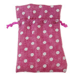 Linen Jewelry Pouches Bags, with Nylon Cord, Rectangle, with round spot pattern 