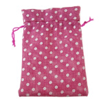 Linen Jewelry Pouches Bags, with Nylon Cord, Rectangle, with round spot pattern 