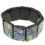 Abalone Shell Bracelets, with Elastic Thread, Rectangle Approx 7 Inch 