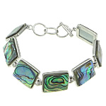Abalone Shell Bracelets, with Brass, Rectangle, platinum color plated Approx 8.5 Inch 