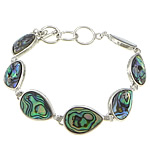 Abalone Shell Bracelets, with Brass, Teardrop, platinum color plated Approx 8.5 Inch 