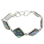 Abalone Shell Bracelets, with Brass, Rhombus, platinum color plated Approx 8 Inch 